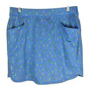 Ralph Lauren RLX Blue Novelty Cactus Design Golf Athletic Skort Women M